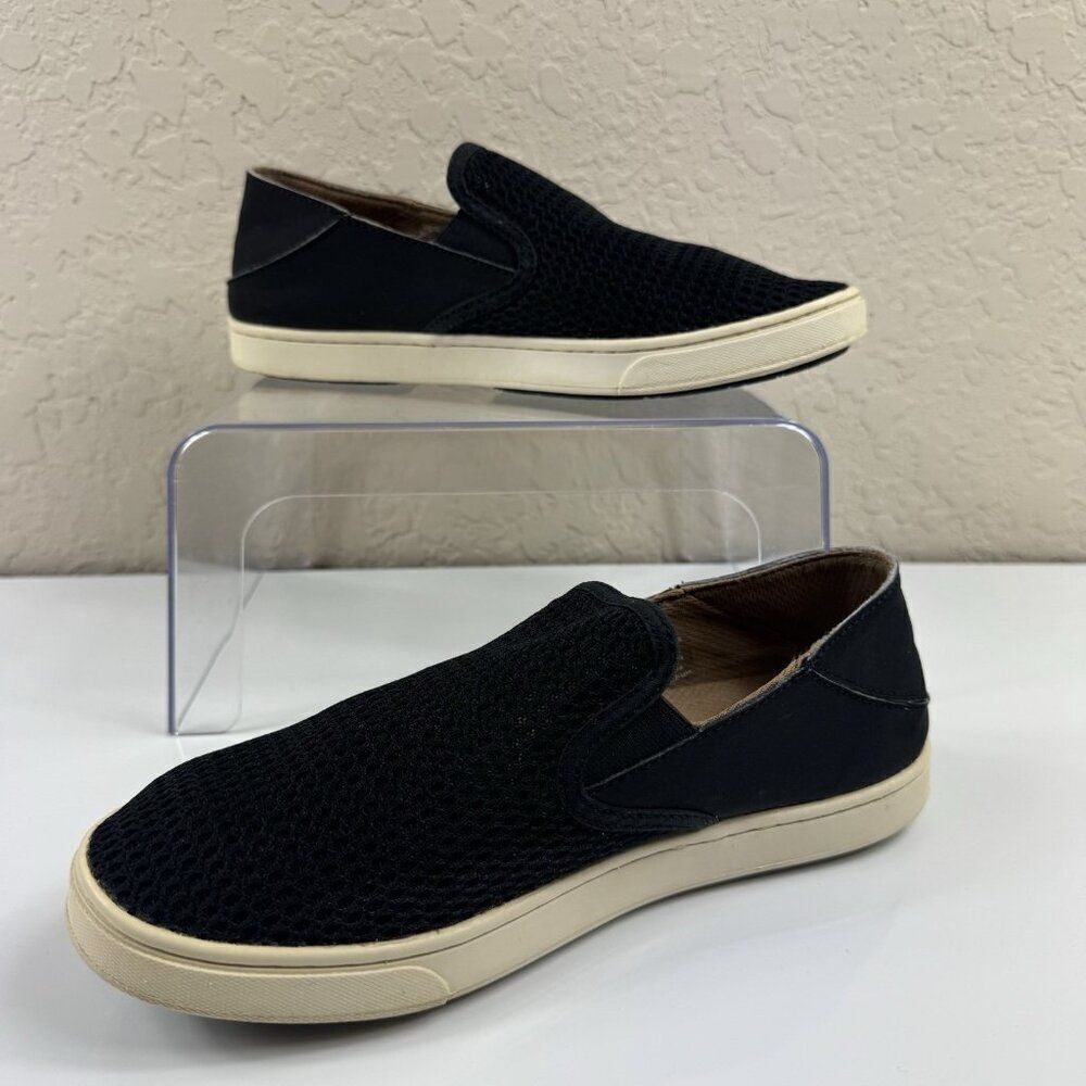 OluKai Pehuea Slip On Sneaker Womens Size 8 Shoes Black Comfort Casual Loafers